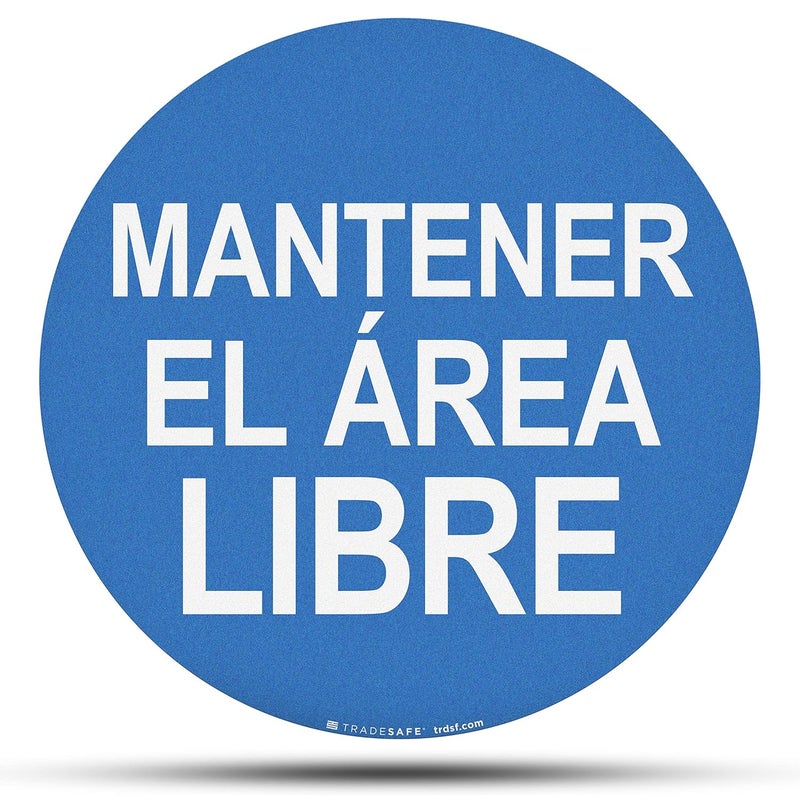 TRADESAFE Spanish Keep Area Clear Anti-Slip Floor Sticker - Mantener El Área Libre Floor Sign, Peel and Stick Adhesive Vinyl Sign, ANSI-Compliant, 17” Diameter Round Sticker - Image 1
