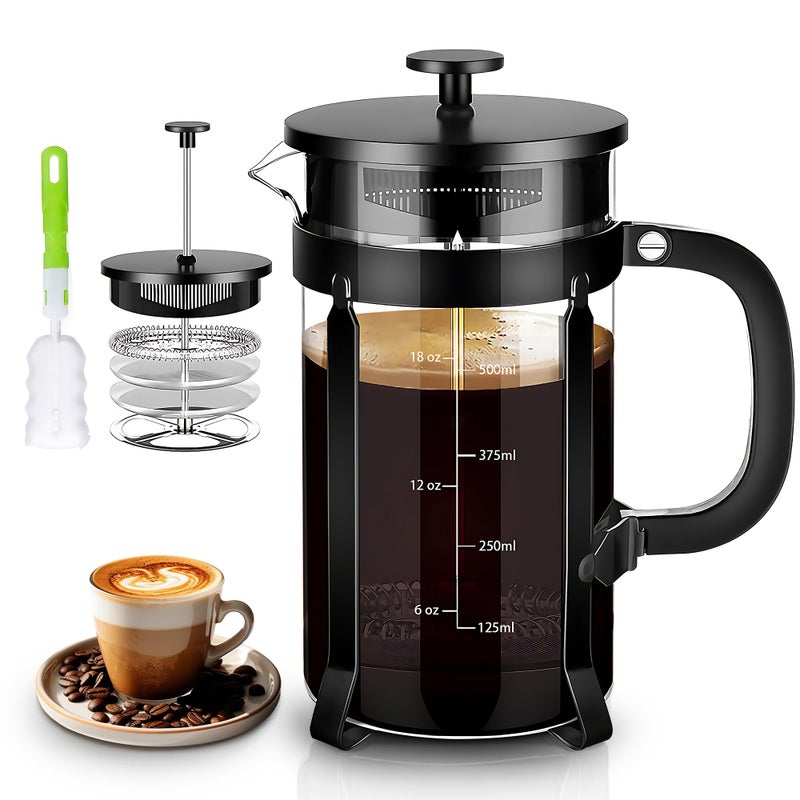 YMMIND French Press Coffee Maker 304 Stainless Steel Coffee Presswith 4 Filters System Heat Resistant Thickness Borosilicate French Press Glass BPAFree Brewed Tea Pot Coffee PlungerCopper 12oz