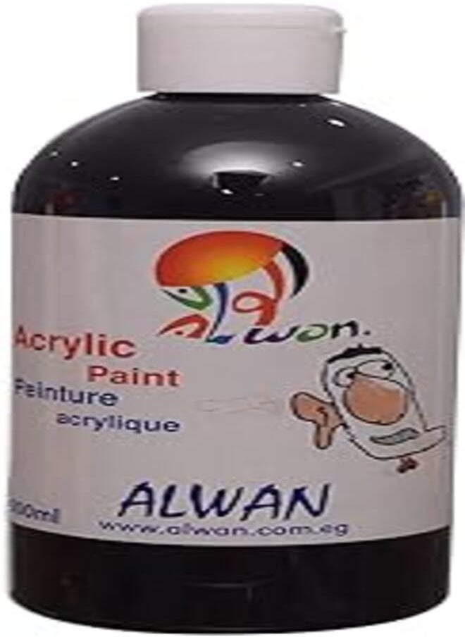 Alwan - Alwan Acrylic Color Bottle for Painting, 500Ml - 202 Carbon Black - Image 1
