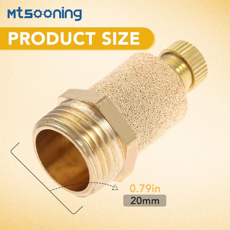 Mtsooning 10PCS 1/2Inch Pneumatic Muffler Filter, Brass Flow Control Silencer, Sintered Bronze Exhaust Silencer Fitting NPT BSL-03 - Image 4