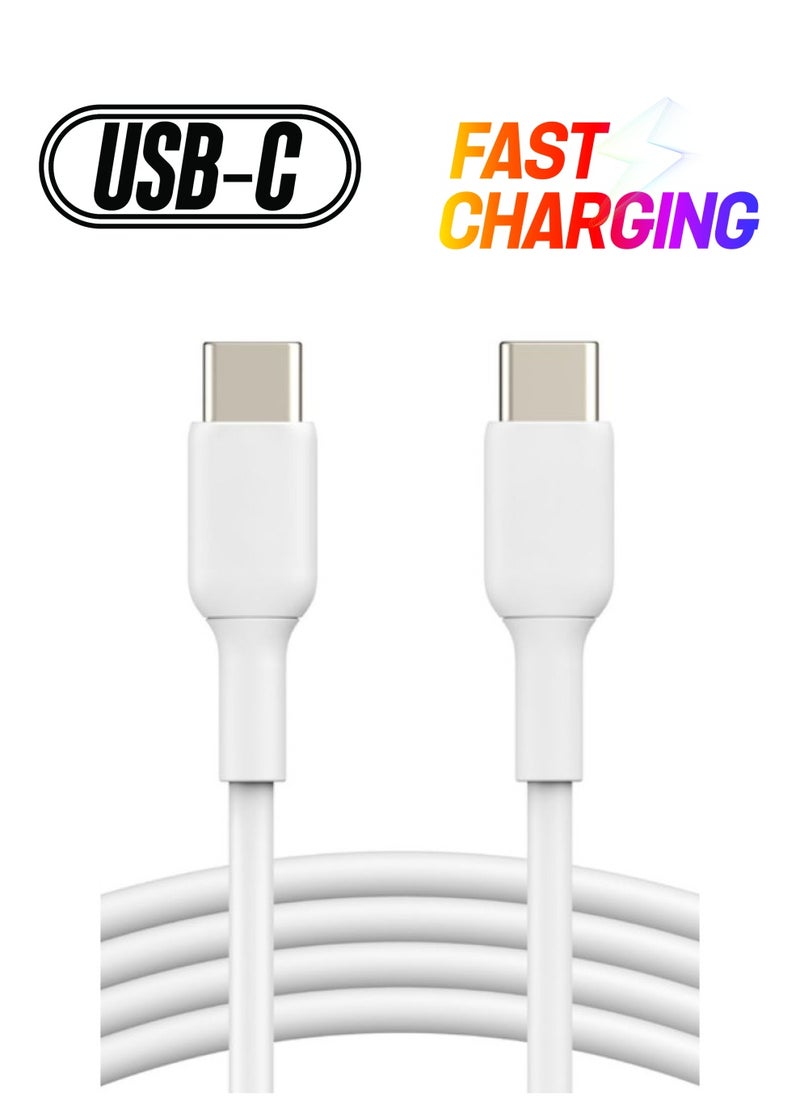Generic USB-C to USB-C Charging Cable with 1 Meter Length Supports Fast Charging, Durability Tested 25000+ bends - White  - Image 1
