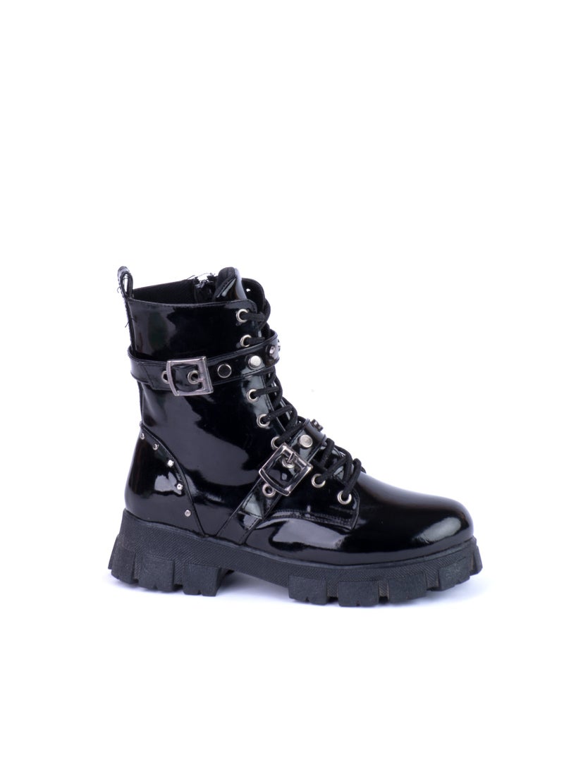 Run  HALF BOOT PATENT LEATHER-BLACK - Image 1