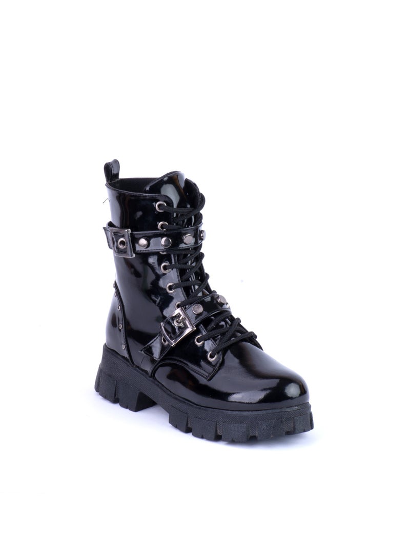 Run  HALF BOOT PATENT LEATHER-BLACK - Image 2