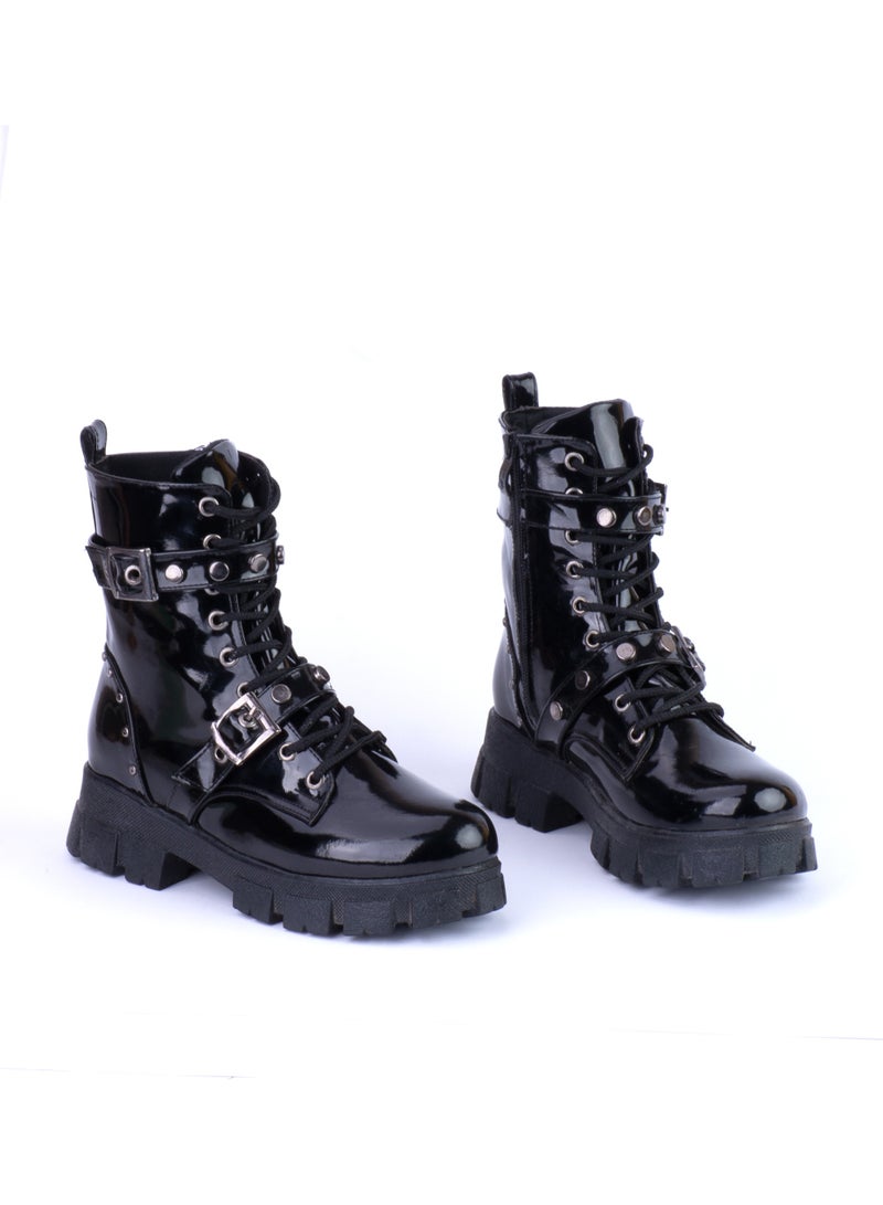 Run  HALF BOOT PATENT LEATHER-BLACK - Image 4