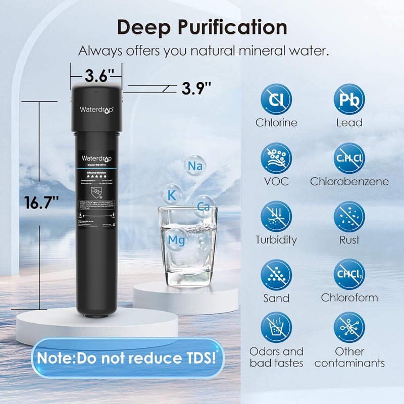 Waterdrop 15UA Under Sink Water Filter System, 2 Years Capacity, NSF/ANSI 42 Certified, Reduces PFAS, PFOA/PFOS, Lead, Chlorine, Odor, Under Counter Water Filter Direct Connect to Kitchen Faucet - Image 2