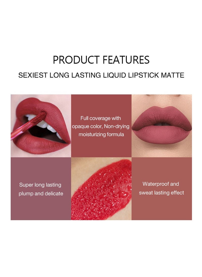 Handaiyan Lipstick Matte Liquid Lipsticks Makeup For Women Velvet Long Lasting Waterproof Highly Pigmented Colour Quick-Drying, Smudge-Proof, Nourishes, Conditions,Ultra Soft Moisturizes  - Image 2