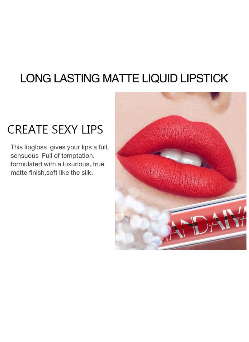 Handaiyan Lipstick Matte Liquid Lipsticks Makeup For Women Velvet Long Lasting Waterproof Highly Pigmented Colour Quick-Drying, Smudge-Proof, Nourishes, Conditions,Ultra Soft Moisturizes  - Image 3