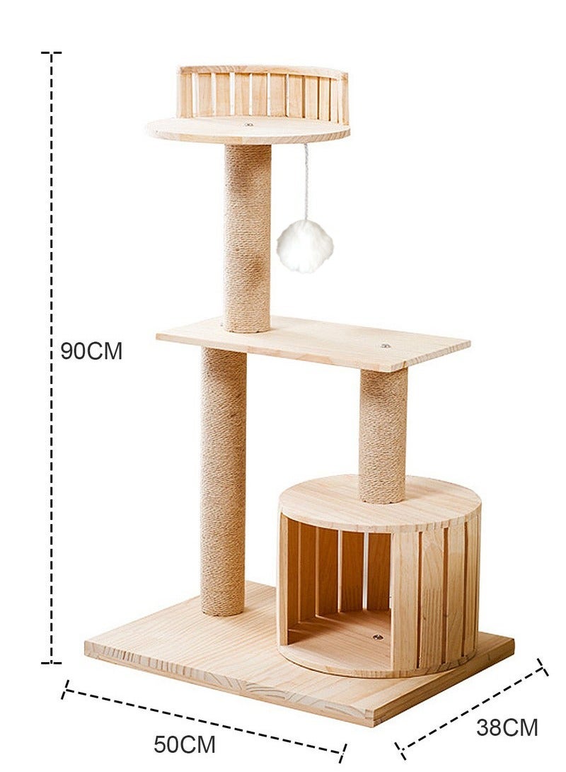 XiuWoo Cat Climbing Frame Solid Wood Cat Nest Cat Tree Cat House Cat Villa - Image 3