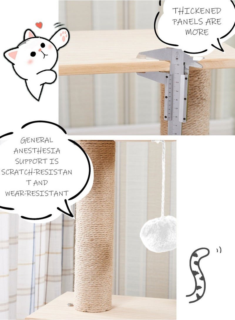 XiuWoo Cat Climbing Frame Solid Wood Cat Nest Cat Tree Cat House Cat Villa - Image 5