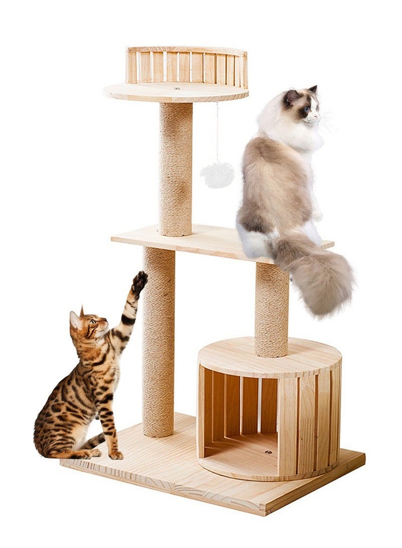 XiuWoo Cat Climbing Frame Solid Wood Cat Nest Cat Tree Cat House Cat Villa - Image 2