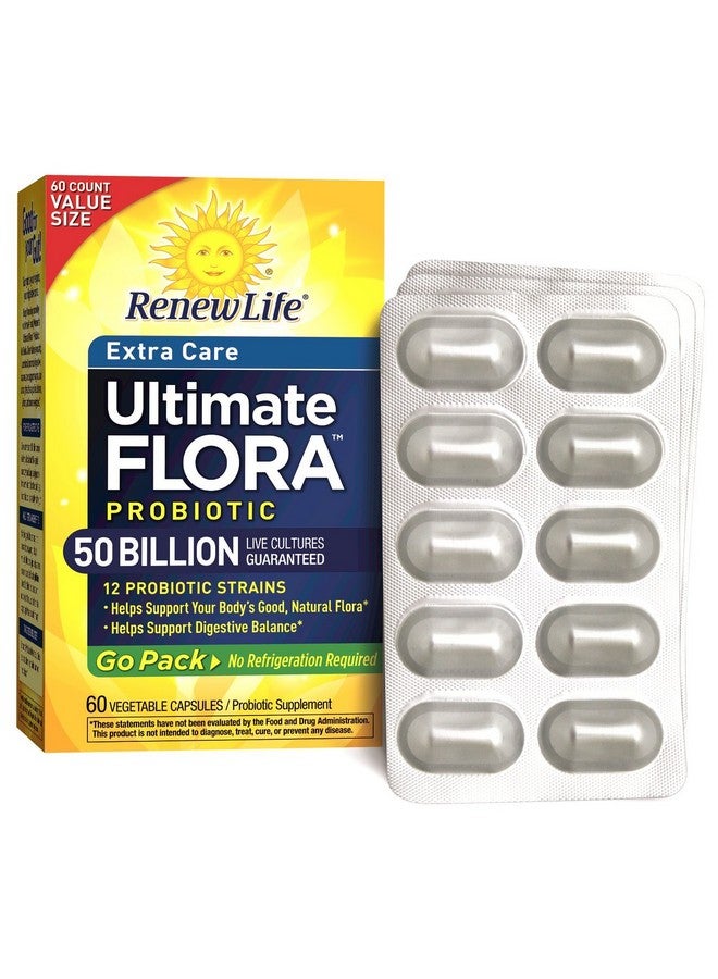 Renew Life رينيوا لايف إكسترا كير ألتيميت فلورا بروبيوتيك 50 مليار حزمة سفر، 60 حبة - Image 1
