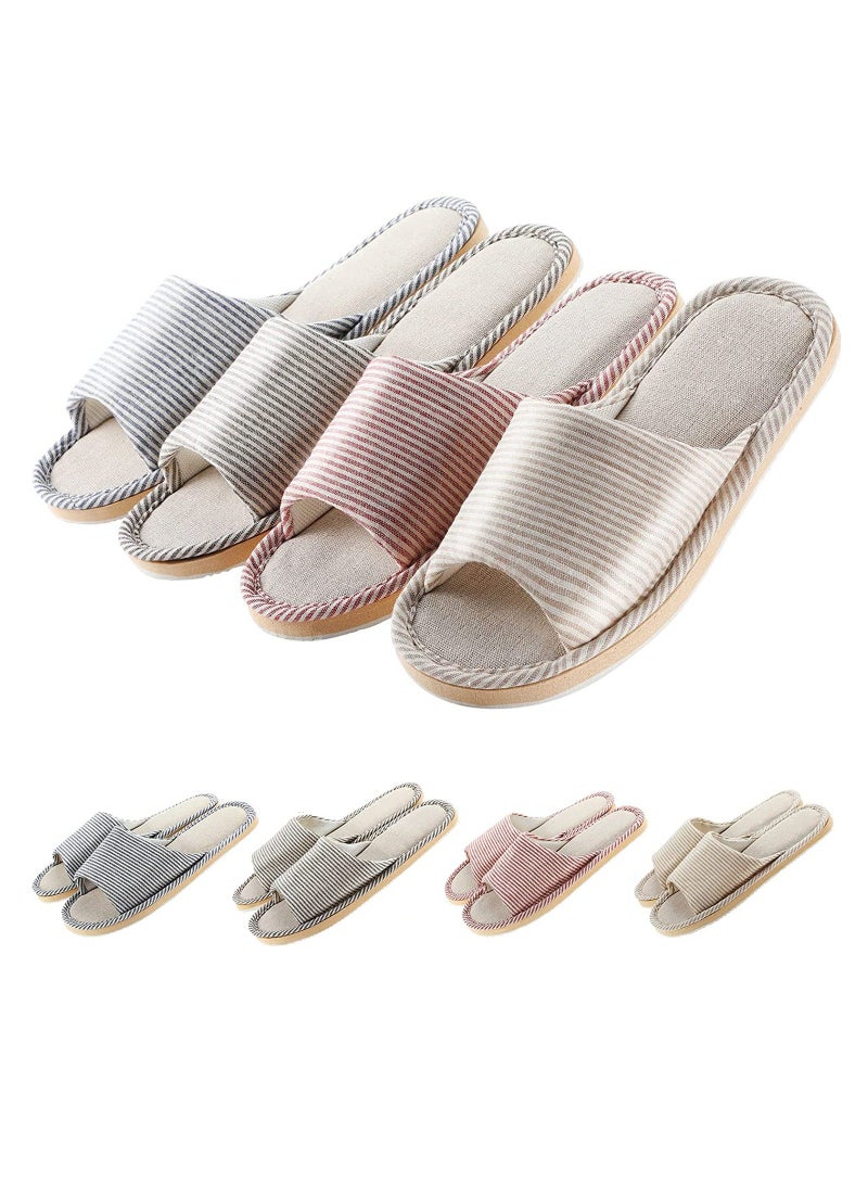 4 Pairs Disposable House Slipper for Guests Open Toe Breathable Slippers Spa Slippers Comfortable Indoor Home Slippers - Image 1