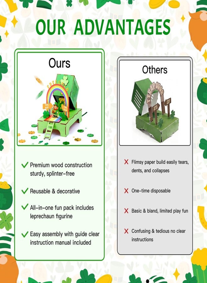 KOYILTD St Patricks Day Leprechaun Trap Kit, DIY Crafts Kit with Footprint Stickers & Leprechaun Figurine, St Patricks Day Decorations, for Party Supplies Favors Home Decor Accessories (Unique) - Image 3