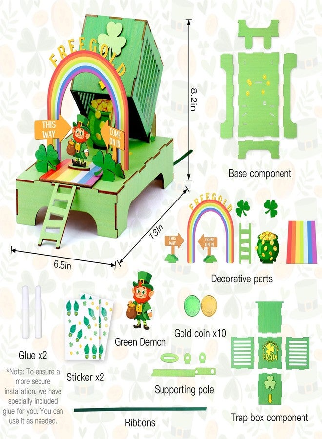 KOYILTD St Patricks Day Leprechaun Trap Kit, DIY Crafts Kit with Footprint Stickers & Leprechaun Figurine, St Patricks Day Decorations, for Party Supplies Favors Home Decor Accessories (Unique) - Image 2