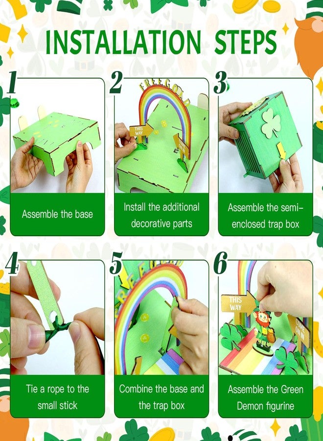 KOYILTD St Patricks Day Leprechaun Trap Kit, DIY Crafts Kit with Footprint Stickers & Leprechaun Figurine, St Patricks Day Decorations, for Party Supplies Favors Home Decor Accessories (Unique) - Image 4