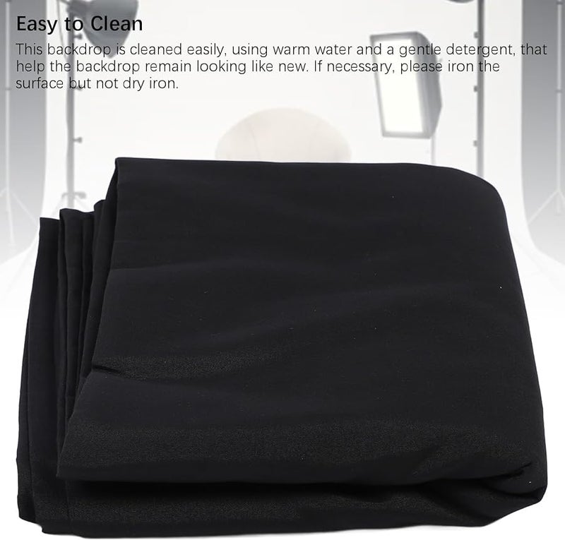خلفية التصوير الأسود 3x2م عالي الكثافة بوليستر قطن تجاعيد أقل خلفية الاستوديو القابلة للطي - Image 4