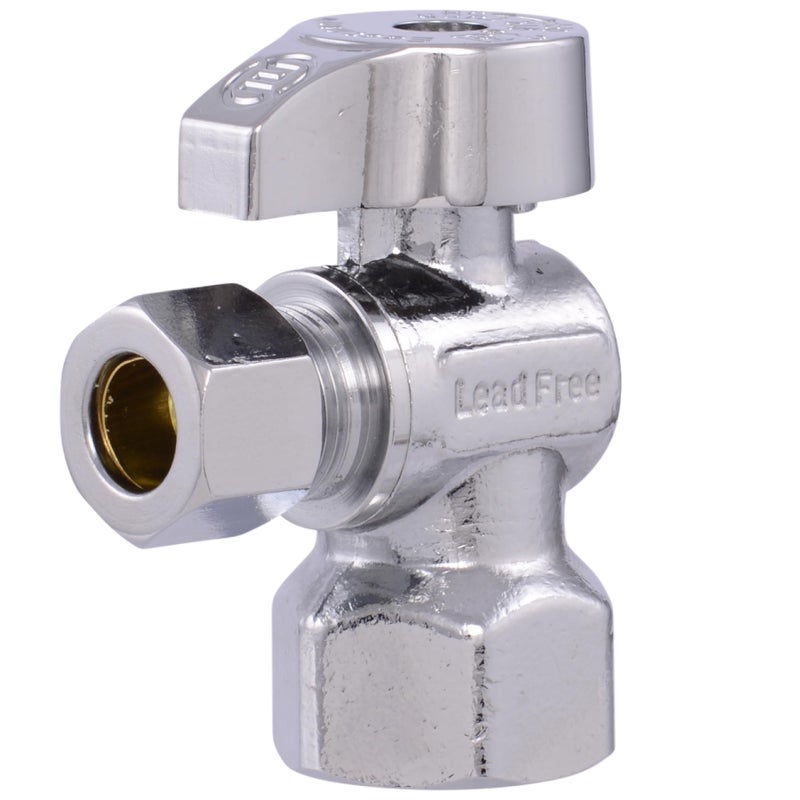 Eastman 12 Inch FIP x 38 Inch OD Compression Quarter Turn Angle Stop Valve Brass Plumbing Fitting Chrome 10733LF