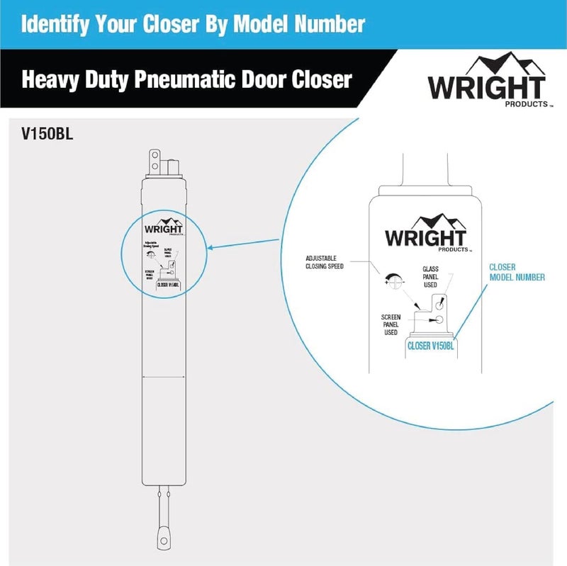 Wright Products Heavy-Duty Pneumatic Storm Door Closer – Durable, Adjustable, Quiet-Closing with Hold-Open Feature (Transitional, Black) - Image 5