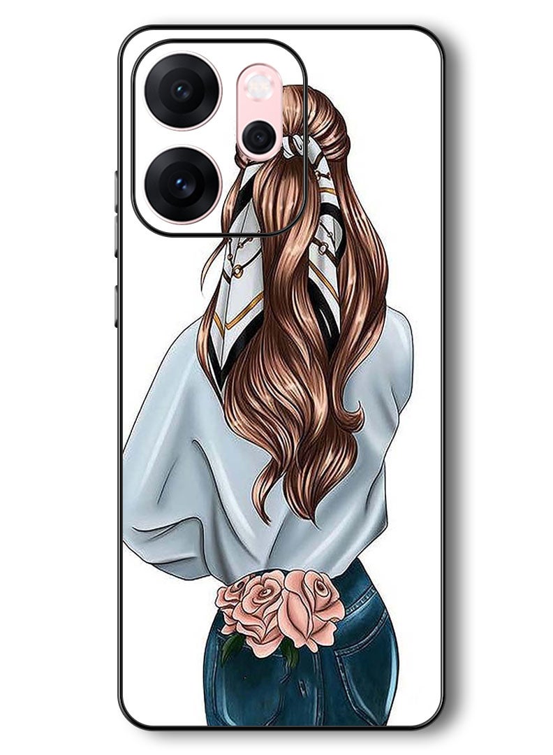 Theodor Case Compatible with Oppo Reno 14 F 6.57 Inch Protection Shockproof Bumper Cover Pink Rose Girl - Image 1