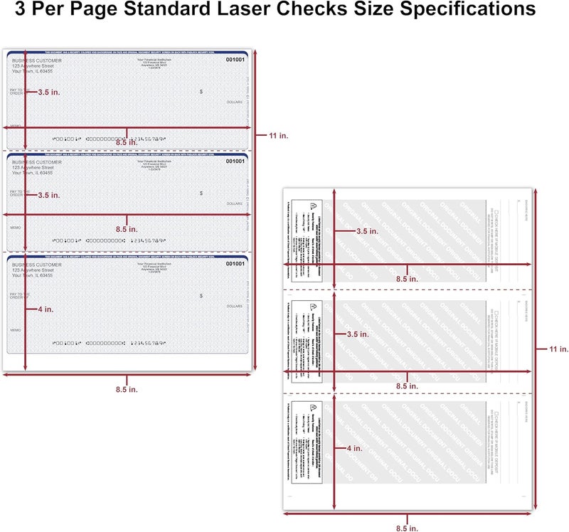 CAROUSELCHECKS 500 Sheets/Blank Laser 3 to a Page Computer Checks (Violet Safety) - Image 2