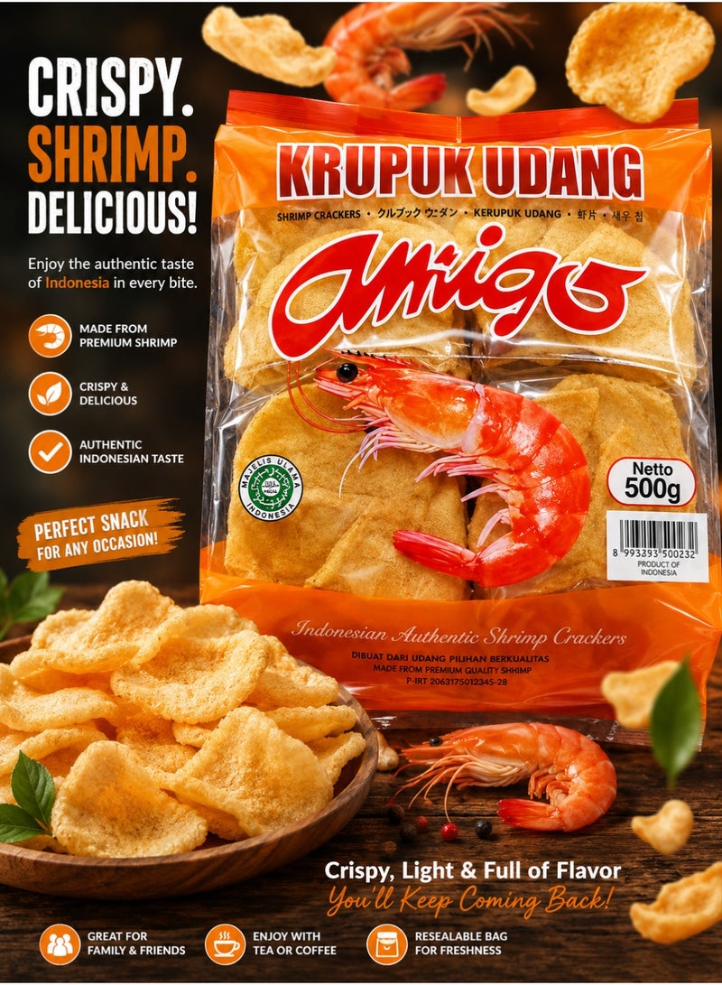 Amigo Indonesian Authentic Shrimp Crackers (Krupuk Udang) – 500g Pack – Crispy and Delicious Seafood Appetizer - Image 4