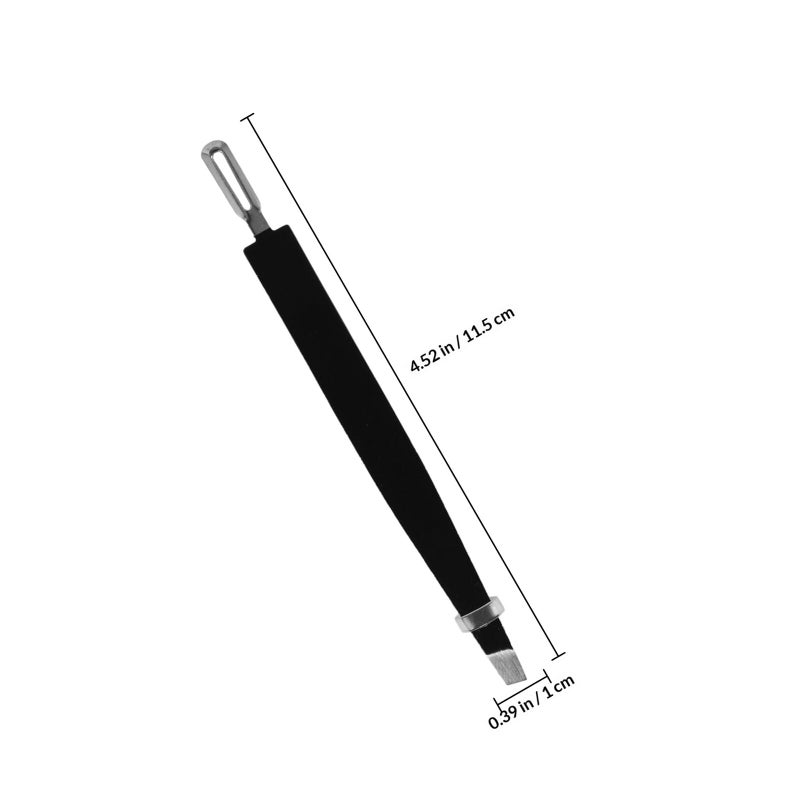 Dual Head Stainless Steel Eyebrow Tweezer And Eyelash Applicator Slant Tip Black - Image 3