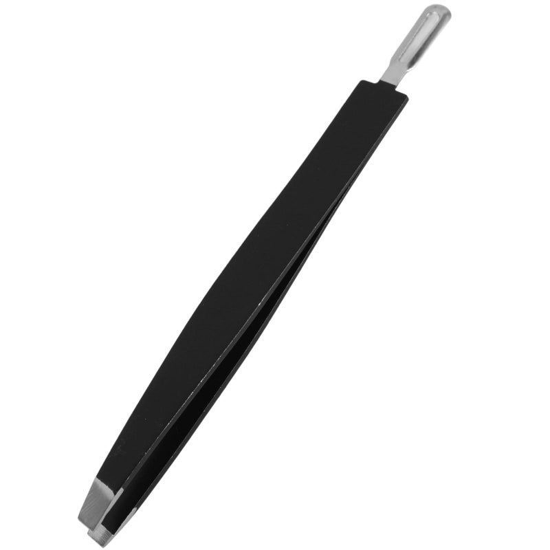 Dual Head Stainless Steel Eyebrow Tweezer And Eyelash Applicator Slant Tip Black - Image 2