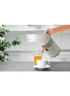 Nabhya Nabhya PU Insulated Inner Stainless Steel Hot & Cold Tea Flask, 1100ML Ribbed Design Tea Flask with Easy-Pour Lid, Durable BPA-Free Plastic Body, Ideal for Tea, Coffee, (Grey, 1100ML)  - Image 4
