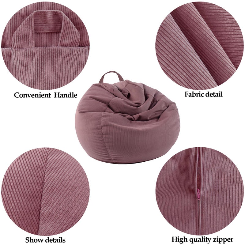 LPMOERA Stuffed Animal Storage Bean Bag Chair Cover (No Filler) For Kids and Adults.Pets Dogs/Cats Lazy Beds.Soft Premium Corduroy Stuffable Bean Bag For Organizing Children Plush Toys or Memory Foam - Image 3