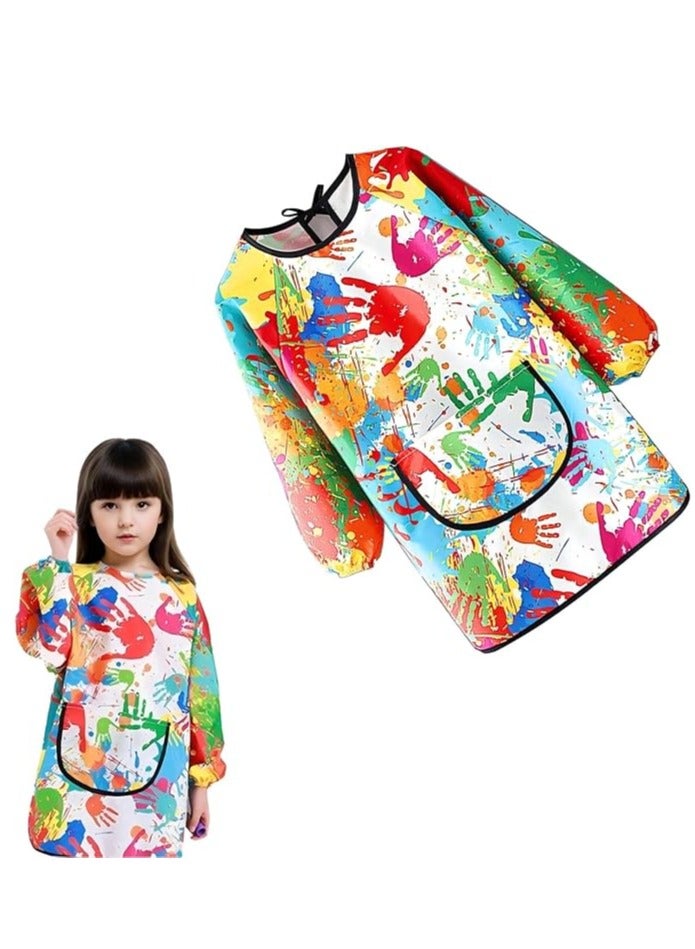 MIXDE Kids Art Smock,2 PCS Painting Apron for Toddler,Children Artist Smock with Pocket and Long Sleeves,Long Section,Waterproof,Art Painting Apron - Image 2