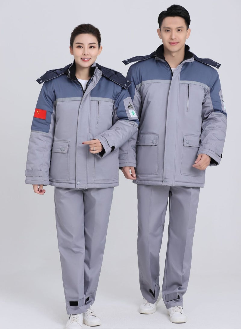 Winter Work Clothing Gas Station Anti-static Cotton Padded Uniforms Thick Warm Long Coverall Thermal Worker  Jacket Coat