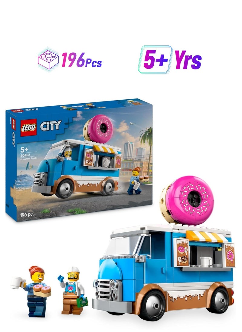 LEGO LEGO Doughnut Truck Toy With 2 Minifigures, Mobile Food Stand With Accessories Building Set - 60452  - Image 1