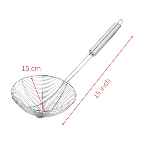 Brunchy Puri Jhara Oil Strai-ner Stainless Steel - Skimmer Strainer for Deep Frying, Durable Frying Strai-ner with Ergonomic Handle for Safe and Easy Cooking (Medium) - Image 2
