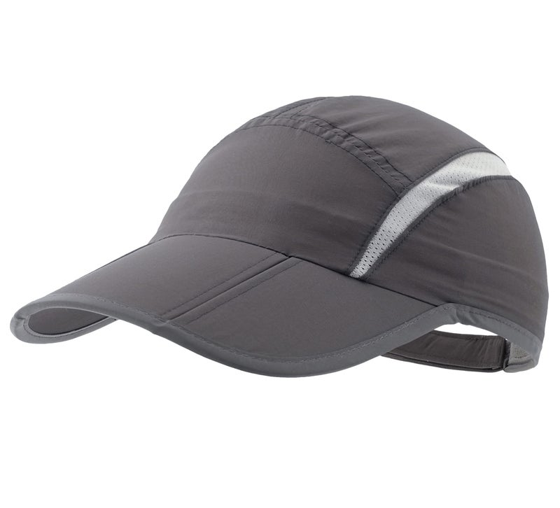 Connectyle Foldable Mesh Sun Cap Outdoor Sports Hat Breathable Sun Runner Cap with Reflective Trim,Dark Grey,55-60cm/21.5-23.5inch - Image 1