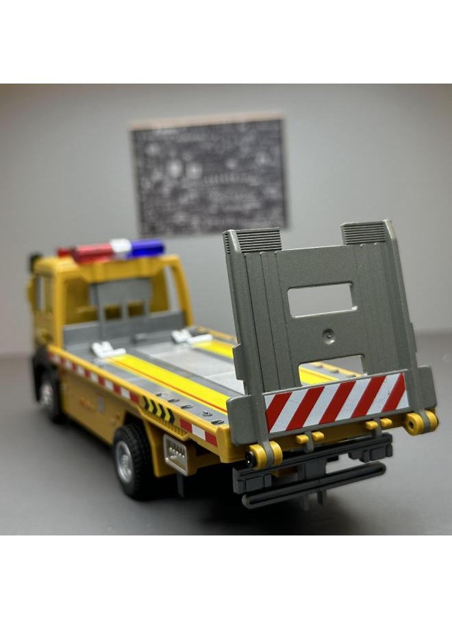 Generic - Tianying Alloy Car Model 1:32 Flat Transporter Obstacle Removal Trailer Back Force Sound Toy Car Music Model Ornaments-Color:8990B Yellow Window Box - Image 1