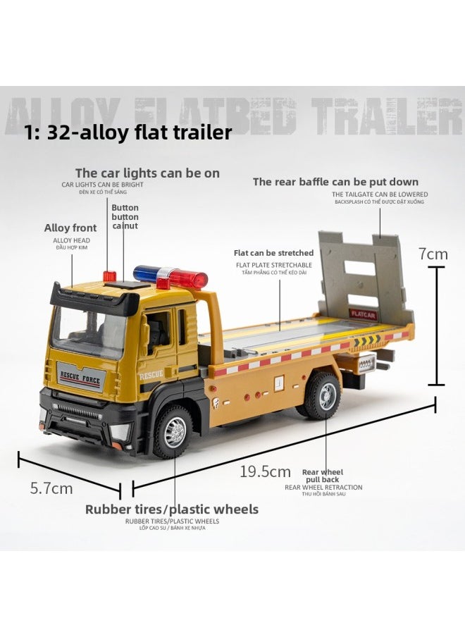 Generic - Tianying Alloy Car Model 1:32 Flat Transporter Obstacle Removal Trailer Back Force Sound Toy Car Music Model Ornaments-Color:8990B Yellow Window Box - Image 1