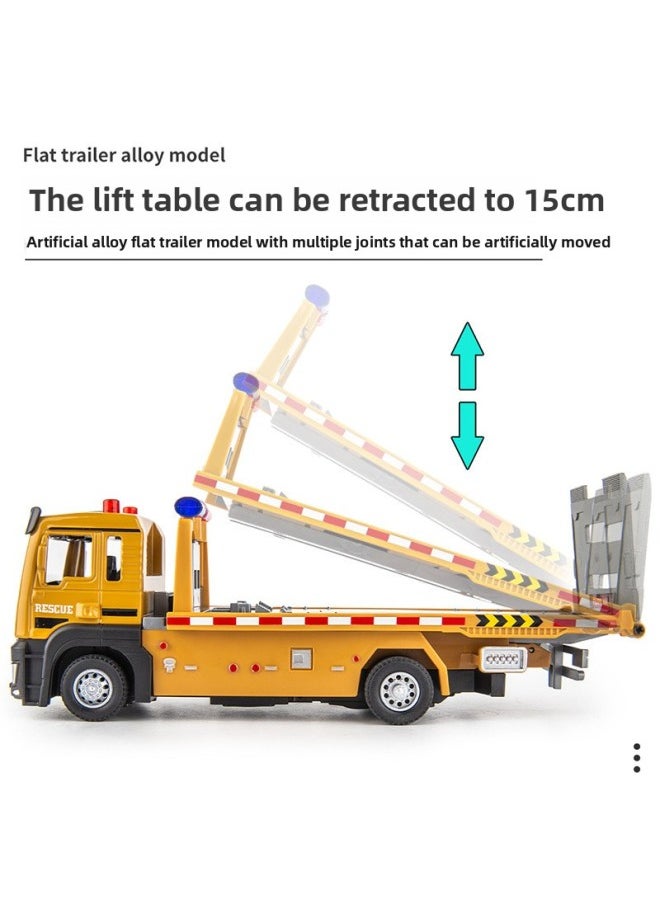 Generic - Tianying Alloy Car Model 1:32 Flat Transporter Obstacle Removal Trailer Back Force Sound Toy Car Music Model Ornaments-Color:8990B Yellow Window Box - Image 1