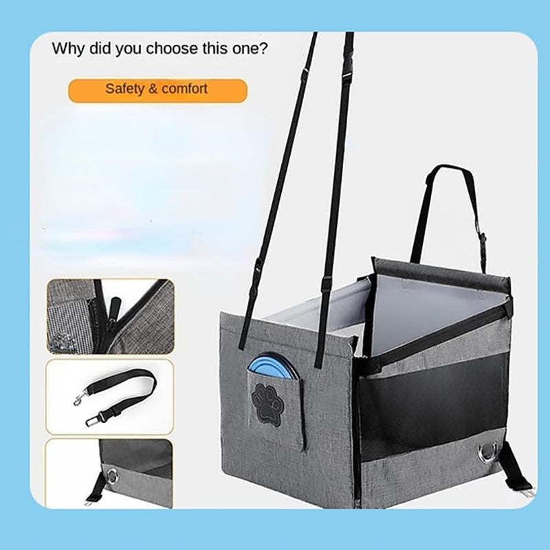Dog Car Seat for Small/Medium Dogs, Reinforced Dog Hammock for Car Front Back Seat with Comfortable Waterproof Pad, Adjustable Safety Belt, for Pets' Travel by Cars,Trucks,SUVs - Image 3