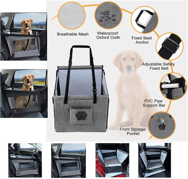 Dog Car Seat for Small/Medium Dogs, Reinforced Dog Hammock for Car Front Back Seat with Comfortable Waterproof Pad, Adjustable Safety Belt, for Pets' Travel by Cars,Trucks,SUVs - Image 2