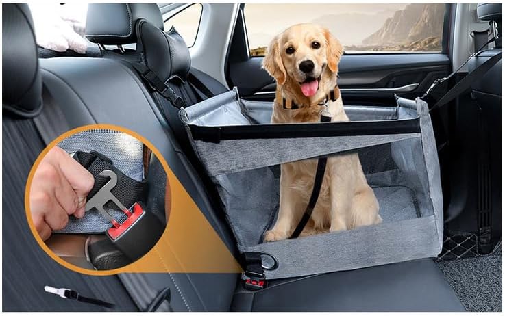 Dog Car Seat for Small/Medium Dogs, Reinforced Dog Hammock for Car Front Back Seat with Comfortable Waterproof Pad, Adjustable Safety Belt, for Pets' Travel by Cars,Trucks,SUVs - Image 5