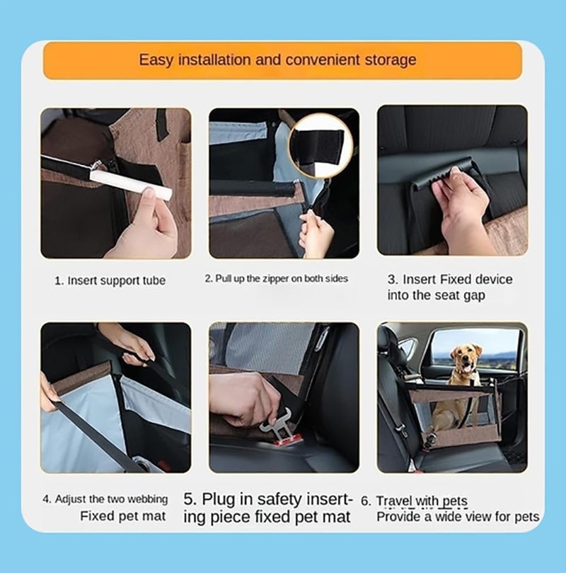 Dog Car Seat for Small/Medium Dogs, Reinforced Dog Hammock for Car Front Back Seat with Comfortable Waterproof Pad, Adjustable Safety Belt, for Pets' Travel by Cars,Trucks,SUVs - Image 4