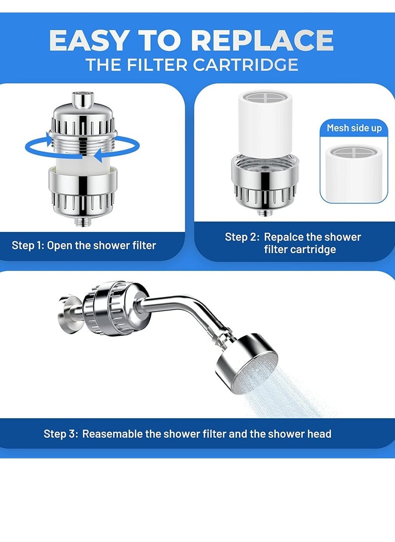 Milatech - Shower Filter 20-Stage Shower Head Filter for Hard Water Shower Water Filter with 2 Replaceable Filter Cartridges for Chlorofluoride Removal, Polished Chrome - Image 1