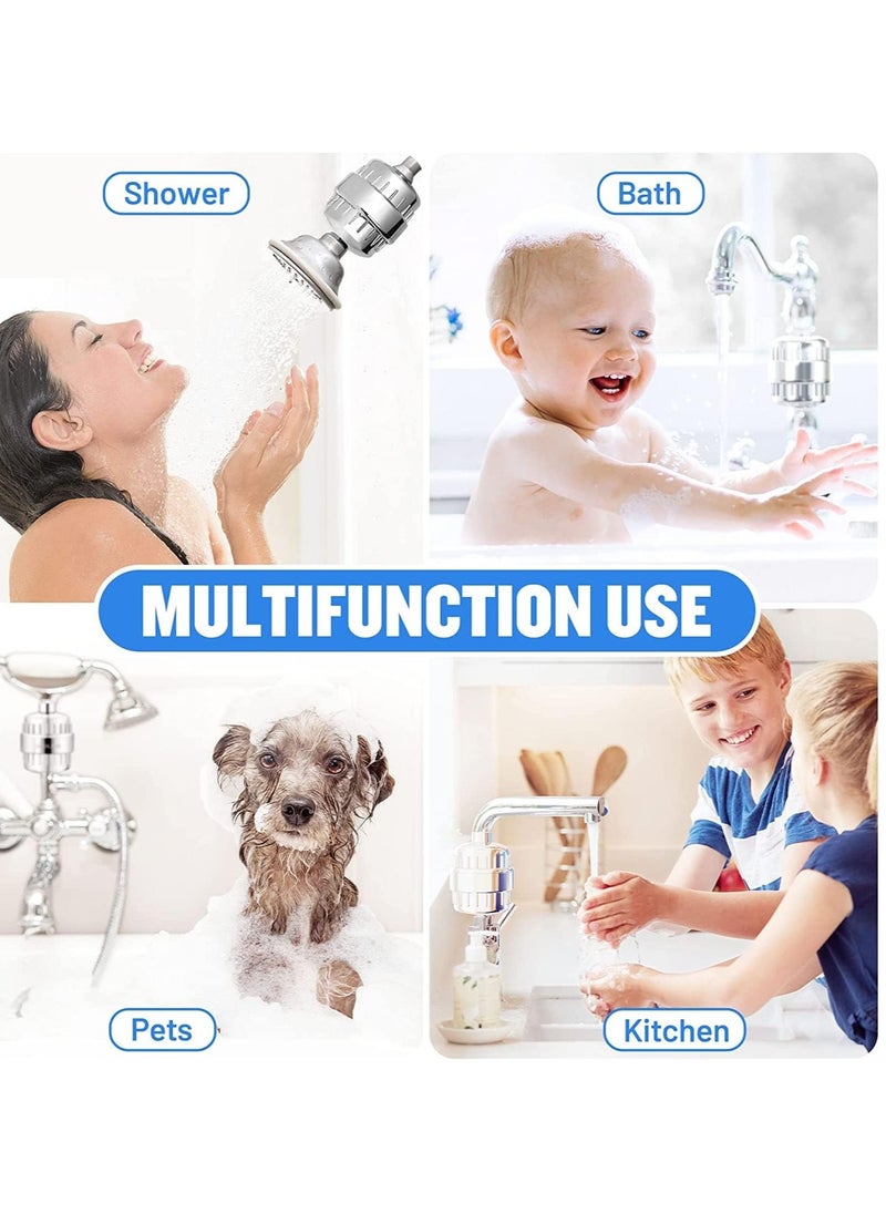 Milatech - Shower Filter 20-Stage Shower Head Filter for Hard Water Shower Water Filter with 2 Replaceable Filter Cartridges for Chlorofluoride Removal, Polished Chrome - Image 1