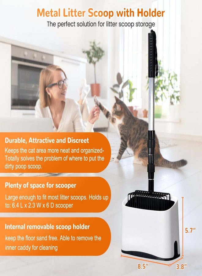 PETOCAT Metal Cat Litter Scoop with Holder, 43" Extendable Long Handle Cat Scooper for Litter Box, Solid & Durable, Deep Shovel for Fast Sifting, Large Pet Pooper Scooper for Kitty/Outside Dog Poop - Image 5