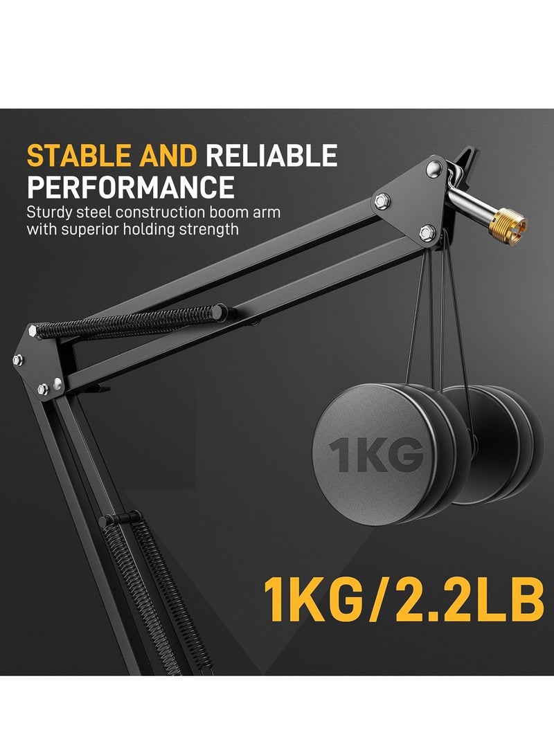 Maono MAONO Microphone Arm, Microphone Boom Arm Stand (BA20) - Max Load 1kg, Metal Hanging Microphone Stand with Desk Clamp, 3/8" to 5/8" Screw Adapter, for MAONO Series and Other Microphones  - Image 2