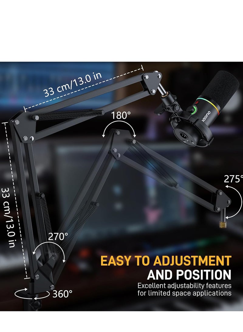 Maono MAONO Microphone Arm, Microphone Boom Arm Stand (BA20) - Max Load 1kg, Metal Hanging Microphone Stand with Desk Clamp, 3/8" to 5/8" Screw Adapter, for MAONO Series and Other Microphones  - Image 3
