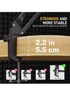 Maono MAONO Microphone Arm, Microphone Boom Arm Stand (BA20) - Max Load 1kg, Metal Hanging Microphone Stand with Desk Clamp, 3/8" to 5/8" Screw Adapter, for MAONO Series and Other Microphones  - Image 4