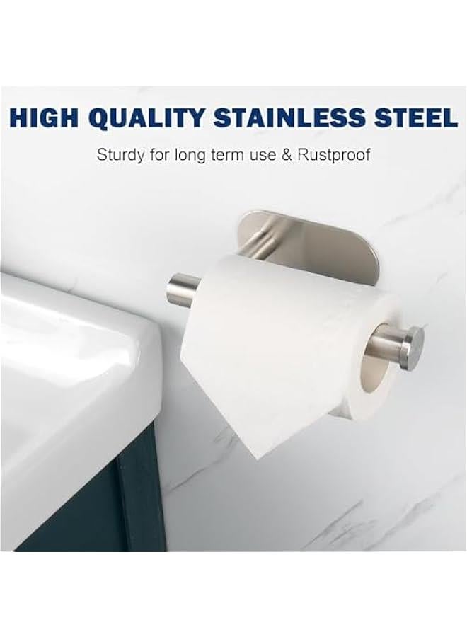 HOOKOR Toilet Paper Holder Self Adhesive, Premium Thicken SUS304 Stainless Steel Rustproof Adhesive Toilet Roll Holder no Drilling for Bathroom, Kitchen, Washroom，2Pack (Silver) - Image 2