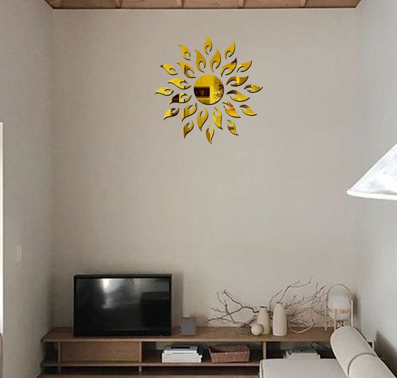 Eja Art ملصق حائط أكريليك ذهبي شمس مع كريشنا - Image 1