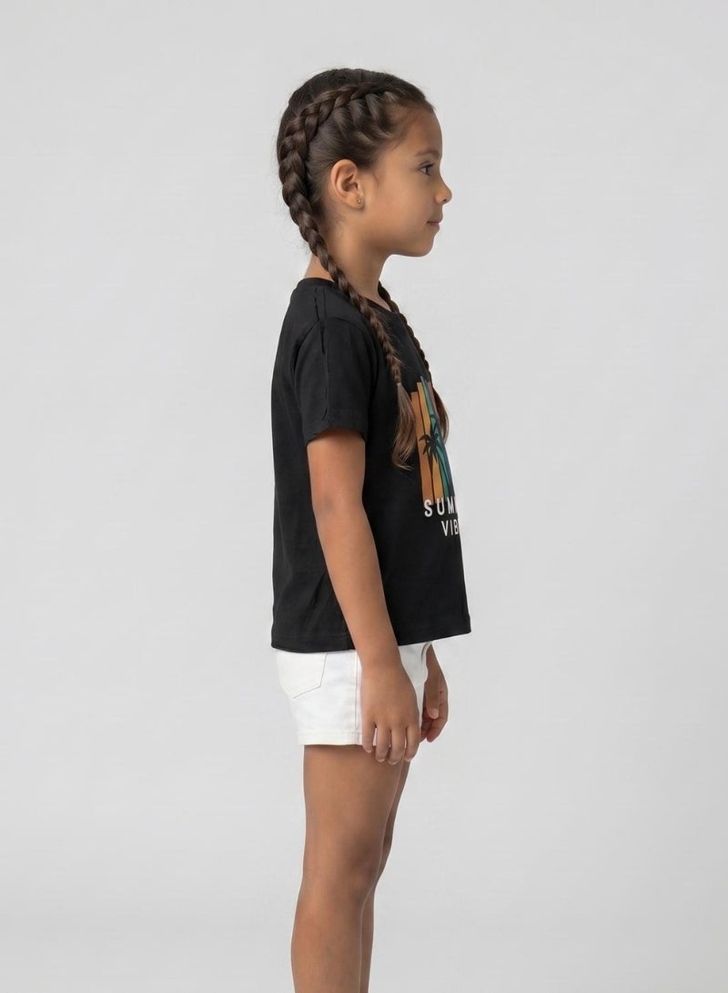 babyqlo Girls Summer Vibes Black T-Shirt - Image 4